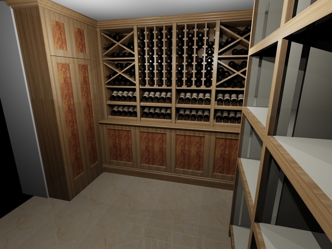 Wine Room Oak Burr Concept Design