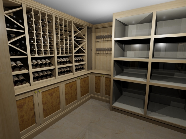 Wine Room Oak Burr Concept Design